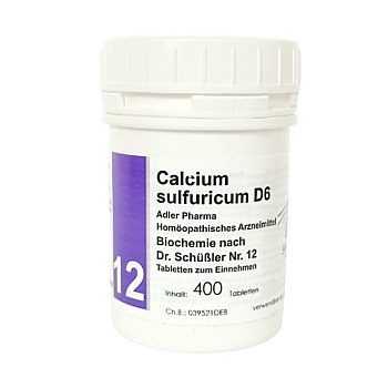 Schüßler Salz Adler Pharma Nr. 12 Calcium sulfuricum (Das Salz der Durchlässigkeit aller Gewebe) - 400 Stück